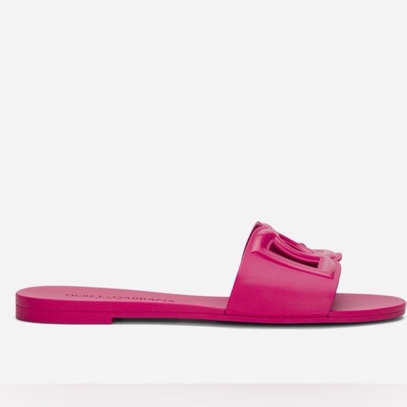 Dolce & Gabbana Rubber Beachwear Sliders Slides Sandals Fuchsia Pink 39 - Picture 3 of 4